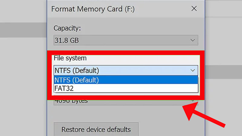 Chọn định dạng.